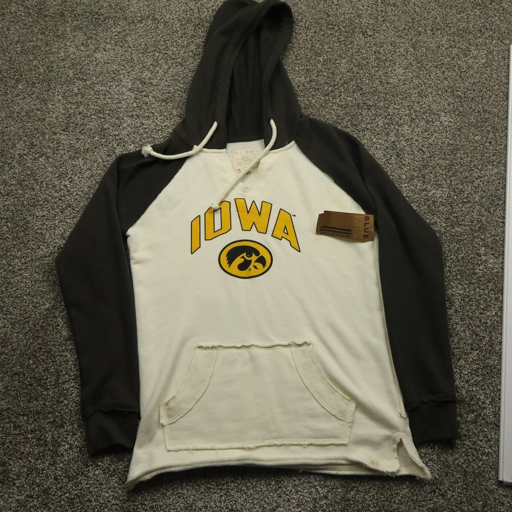Iowa Hawkeyes Hoodie Mens M Blue 84 NCAA Raglan Pullover Sweatshirt T